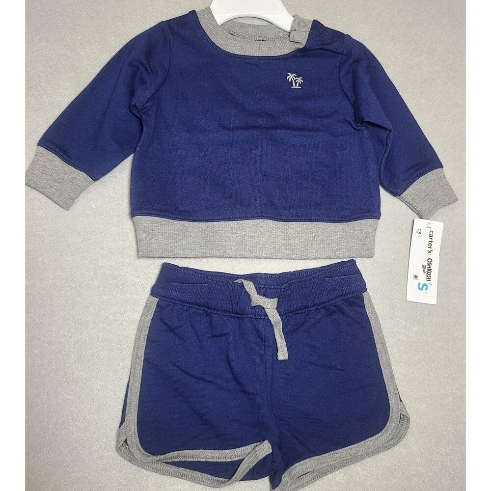 Carters Baby Boy Clothes 6 Months Shorts Sweatshirt 2 PC Set New